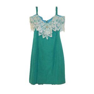 1990s Susan Roselli for ViJack Brocade off-Shoulder Lace Mermaid Prom Dress